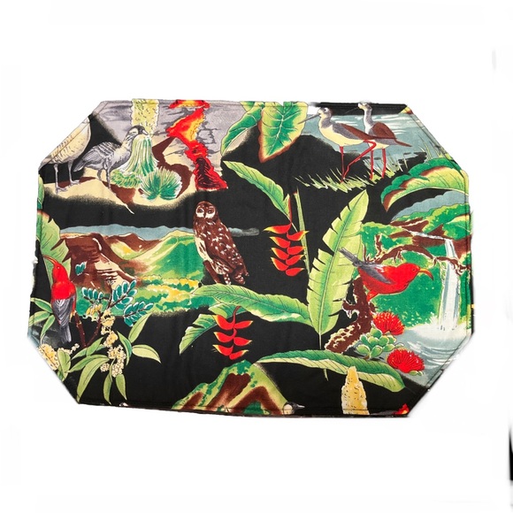 Hawaii Print Set (4) Placemats 16.25” x 11.75” Volcano Nene Pueo Lehua - Picture 5 of 6